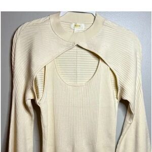 NWOT Anthropologie Maeve Cream Ribbed Top